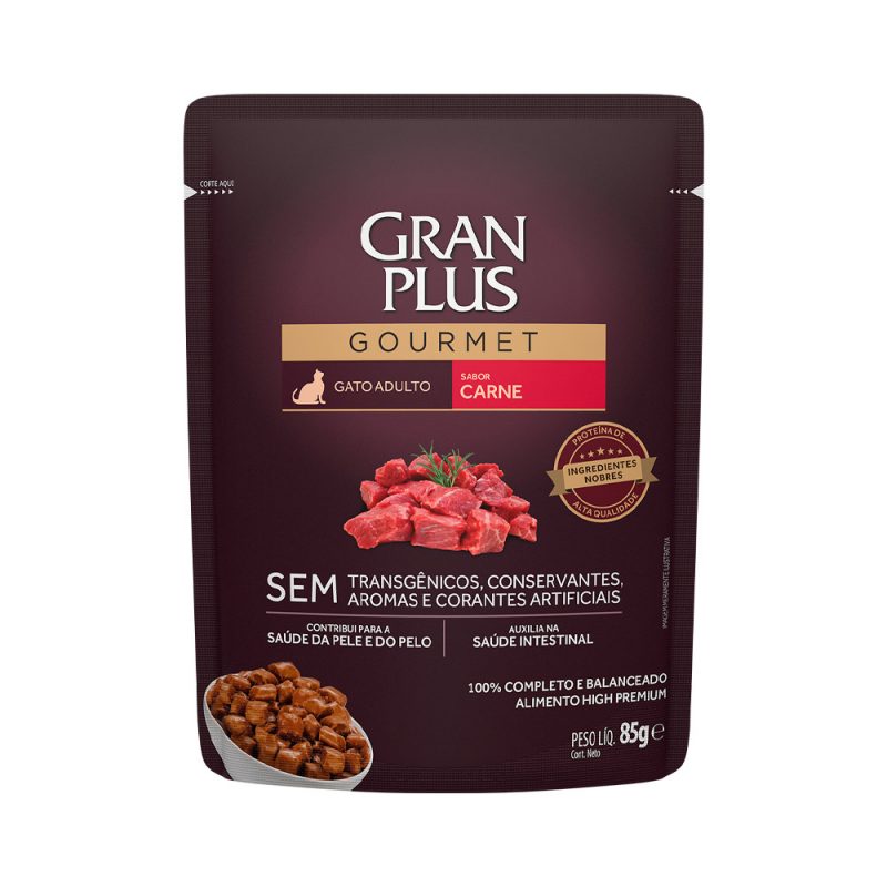 SACHÊ GRANPLUS GATOS ADULTOS CARNE 85G