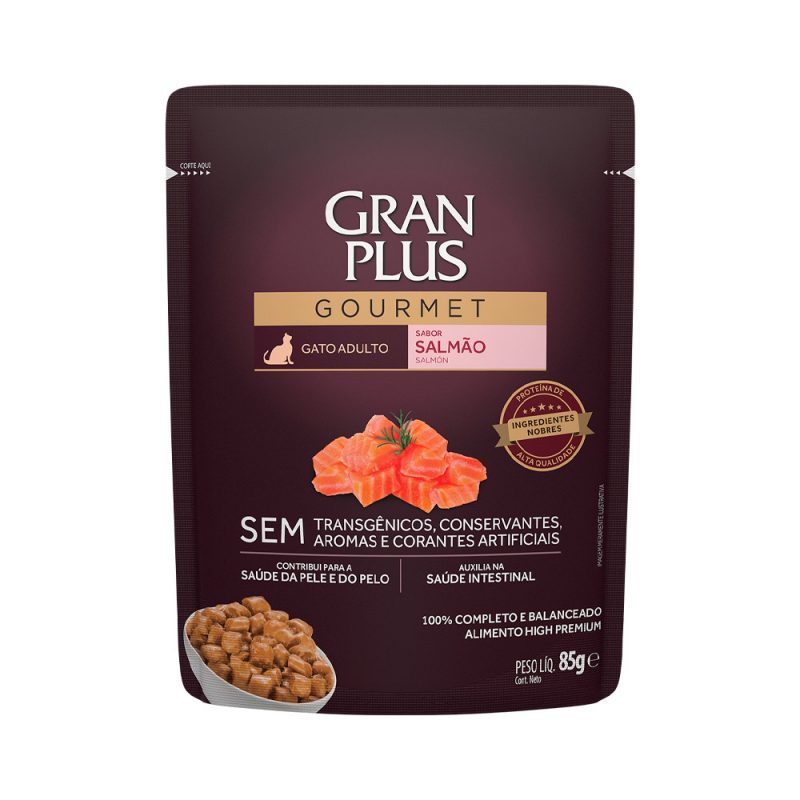 SACHÊ GRANPLUS GATOS ADULTOS SALMÃO 85G