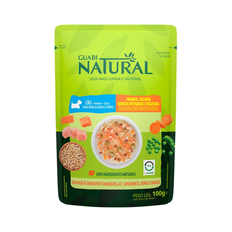 SACHÊ GUABI NATURAL CÃES ADULTOS FRANGO E SALMÃO 100G