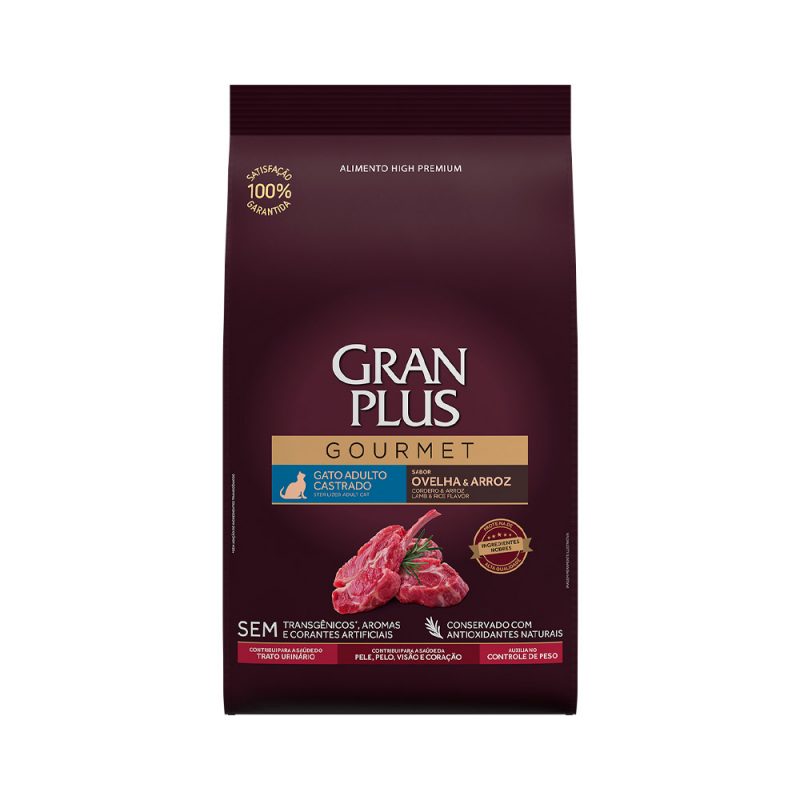 GRANPLUS GOURMET GATOS ADULTOS CASTRADOS OVELHA E ARROZ 10KG