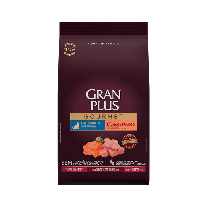 GRANPLUS GOURMET GATOS ADULTOS CASTRADOS SALMÃO E FRANGO 10KG