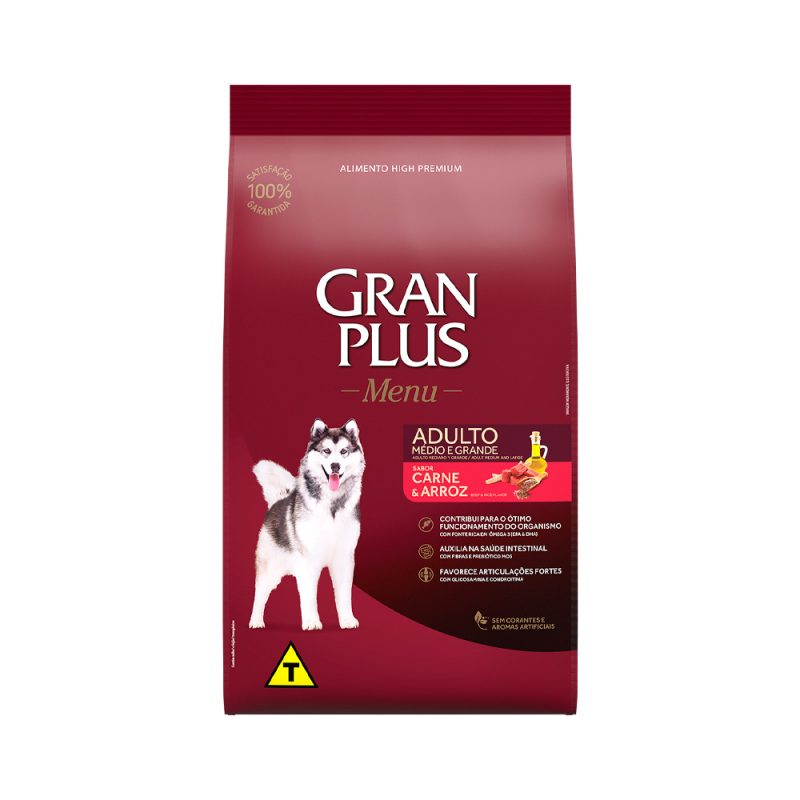 GRANPLUS CÃES ADULTOS CARNE E ARROZ 3KG