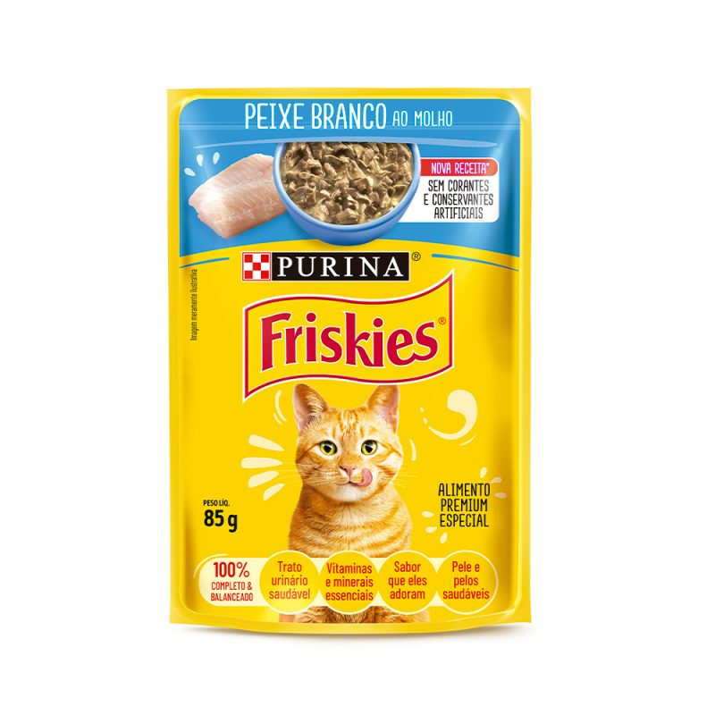 SACHÊ FRISKIES GATOS ADULTOS PEIXE BRANCO 85G