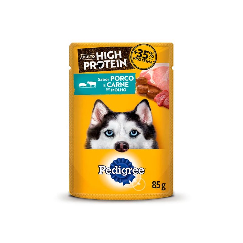 SACHE PEDIGREE CAES ADULTO HIGH PROTEIN PORCO E CARNE MOLHO 85G