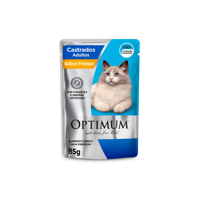 SACHÊ OPTIMUM GATOS ADULTOS CASTRADOS FRANGO 85G