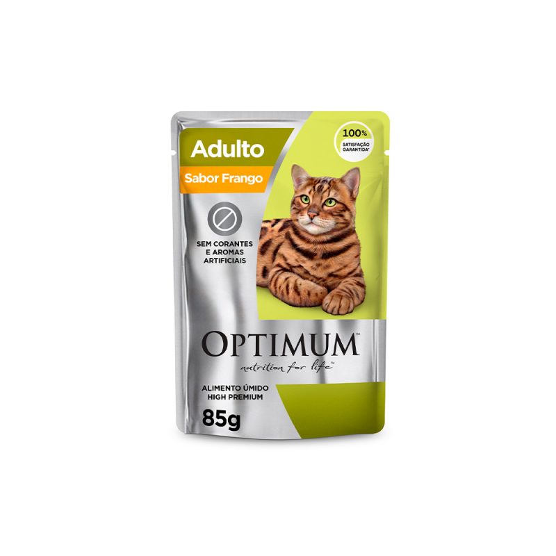 SACHÊ OPTIMUM GATOS ADULTOS FRANGO 85G