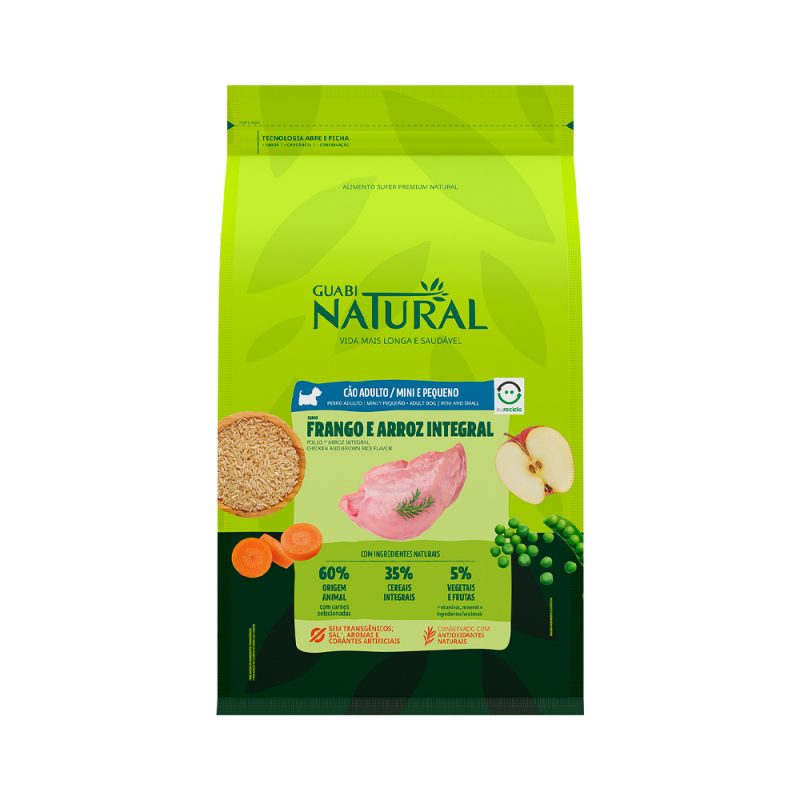 GUABI NATURAL CÃES ADULTOS RAÇAS PEQUENAS FRANGO E ARROZ 2,5KG