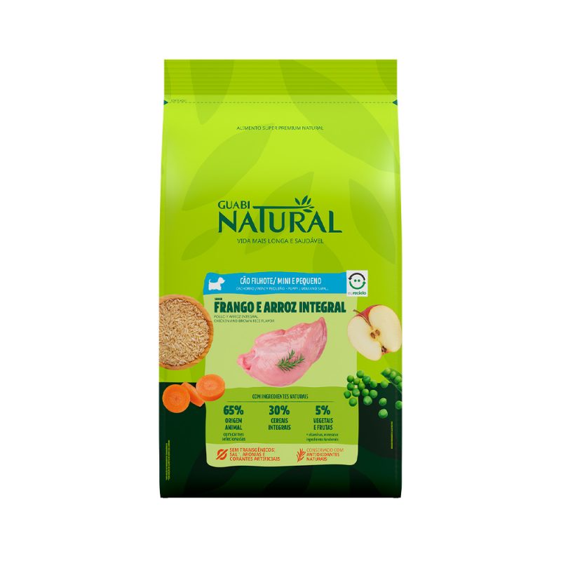 GUABI NATURAL CÃES FILHOTES RAÇA PEQUENA FRANGO E ARROZ 1KG