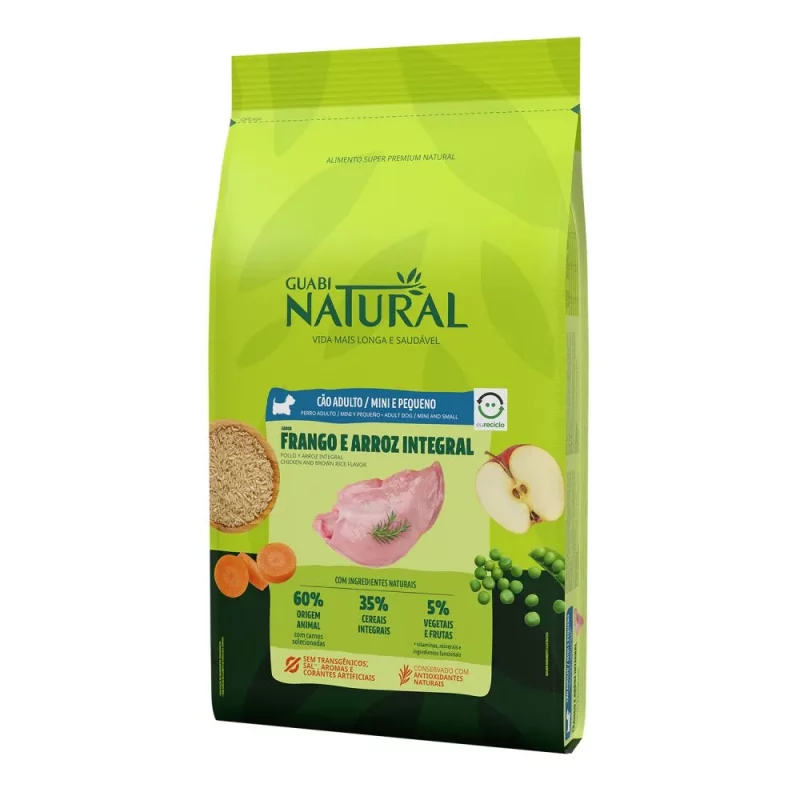 GUABI NATURAL CÃES ADULTOS RAÇAS PEQUENAS FRANGO E ARROZ 20KG