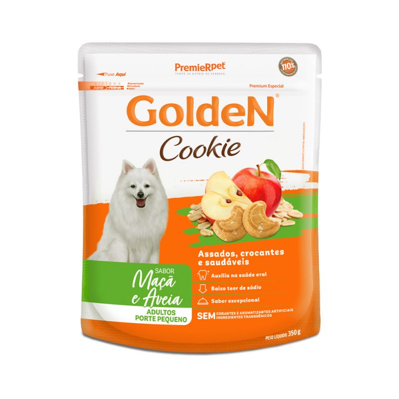 GOLDEN COOKIE CÃES ADULTOS RAÇAS PEQUENAS MAÇA E AVEIA 350G