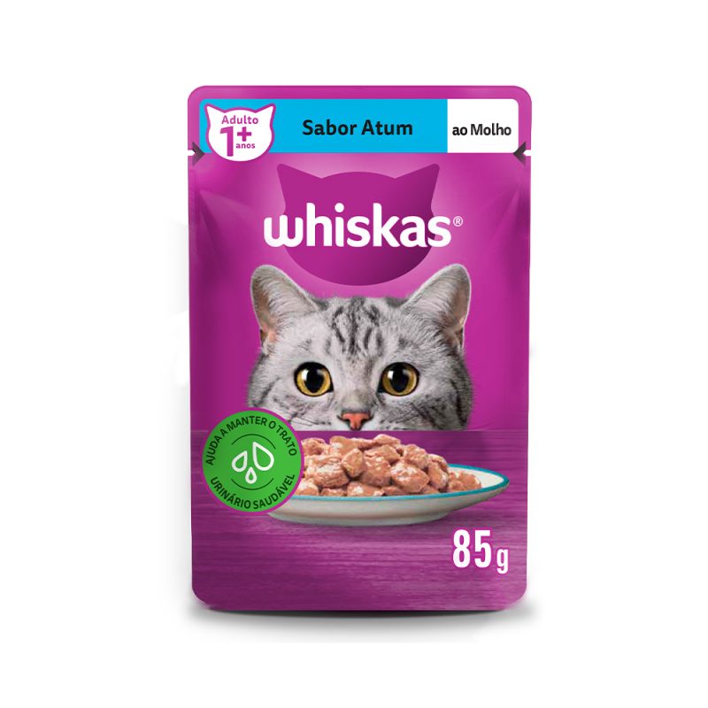 SACHÊ WHISKAS GATOS ADULTOS ATUM AO MOLHO 85G