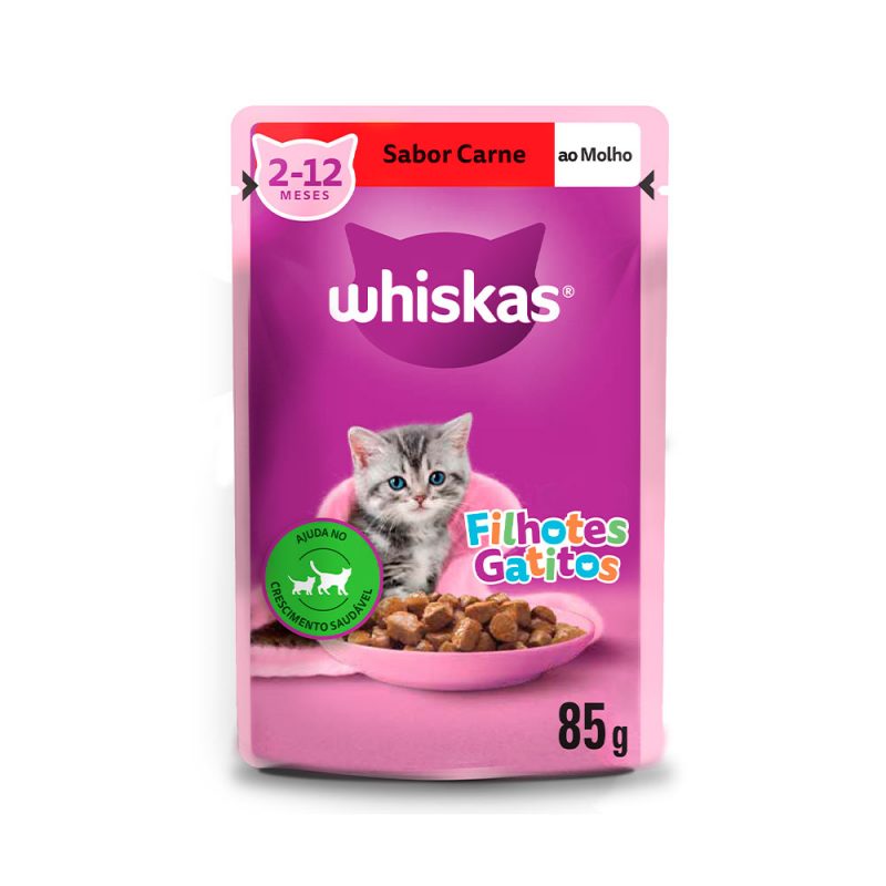 SACHÊ WHISKAS GATOS FILHOTES CARNE AO MOLHO 85G