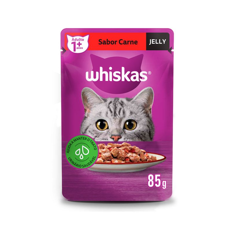 SACHÊ WHISKAS GATOS ADULTOS CARNE JELLY 85G