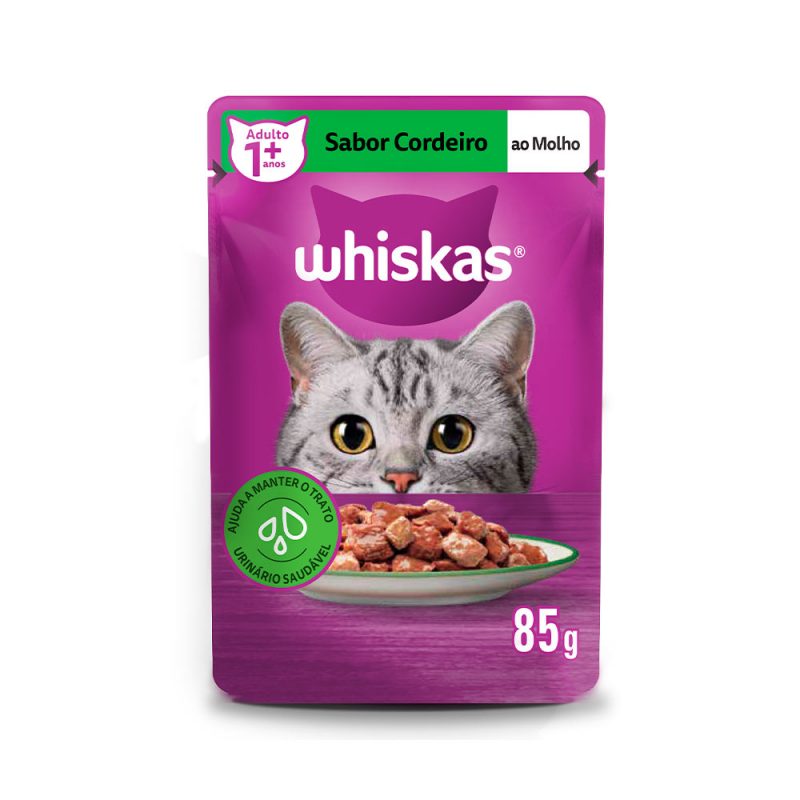 SACHÊ WHISKAS GATOS ADULTOS CORDEIRO AO MOLHO 85G