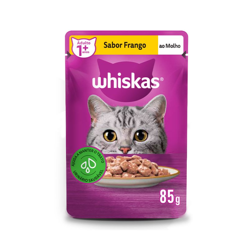 SACHÊ WHISKAS GATOS ADULTOS FRANGO AO MOLHO 85G