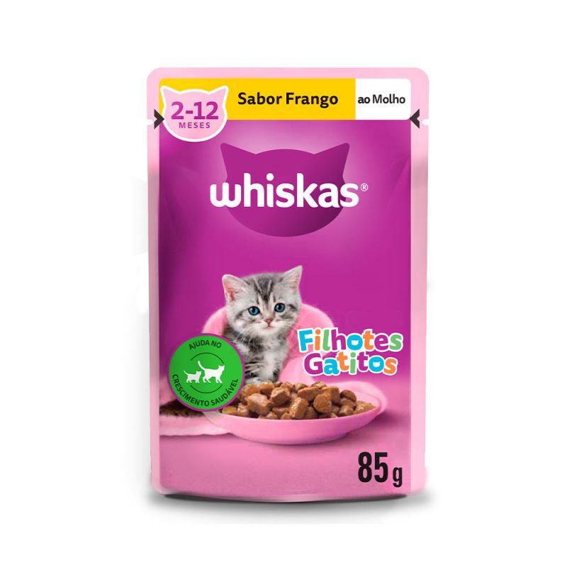 SACHÊ WHISKAS GATOS FILHOTES FRANGO AO MOLHO 85G