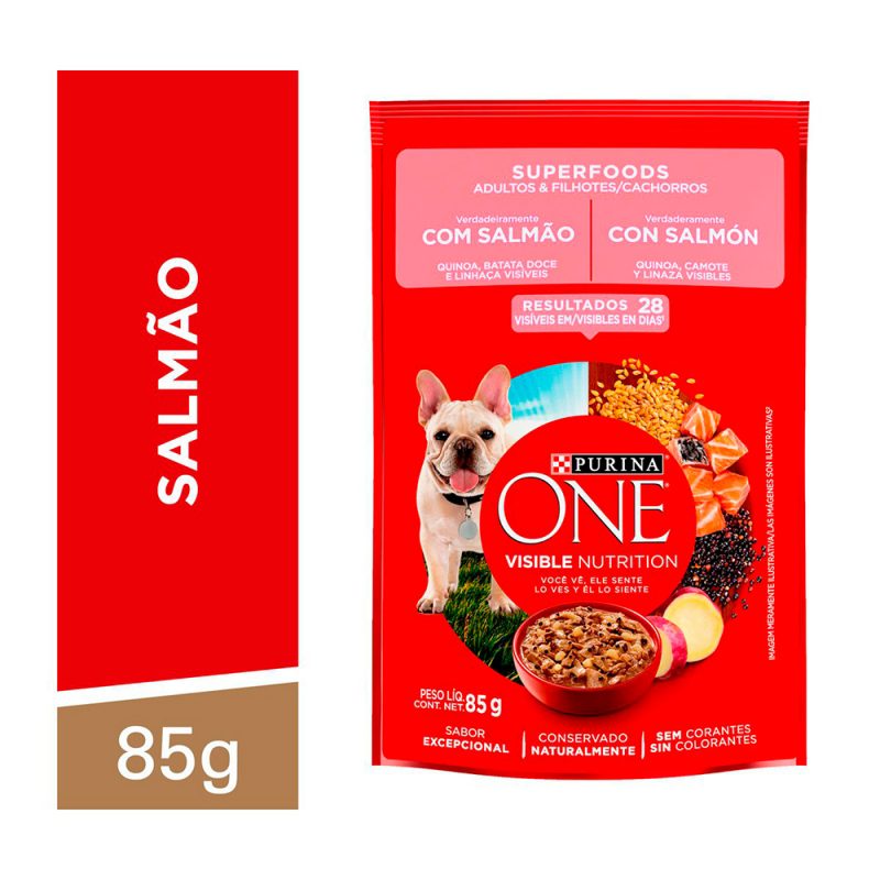 SACHE PURINA ONE CAES SUPERFOODS SALMAO 85G