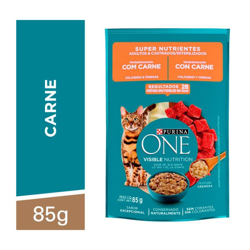 SACHE PURINA ONE GATO SUPER NUTRIENTES CARNE 85G