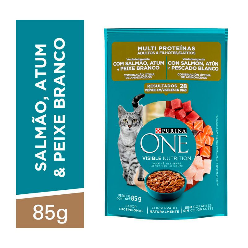 SACHE PURINA ONE GATOS MULTI PROTEINAS SALMAO,ATUM E PEIXE 85G