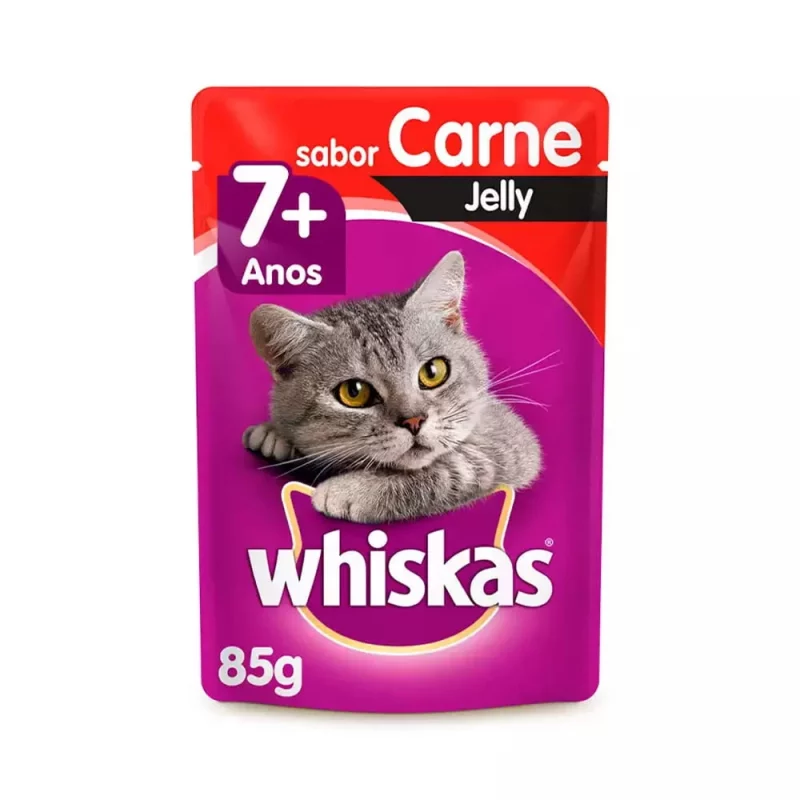 SACHÊ WHISKAS GATOS ADULTOS 7+ CARNE JELLY 85G