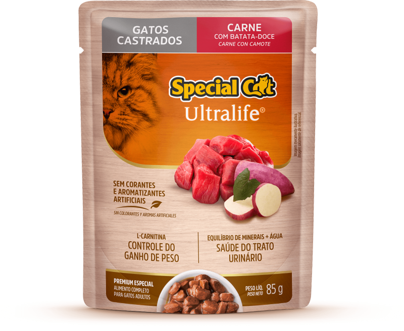 SACHÊ SPECIAL CAT GATOS ADULTOS CASTRADOS CARNE 85G