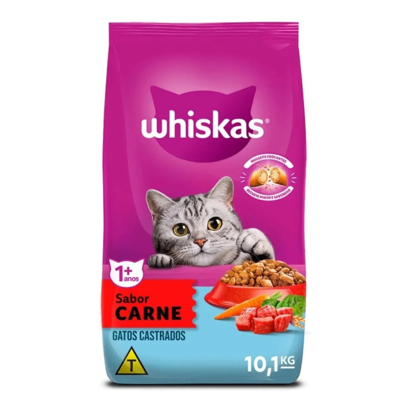 Whiskas Gatos Adultos Castrados Carne 10Kg